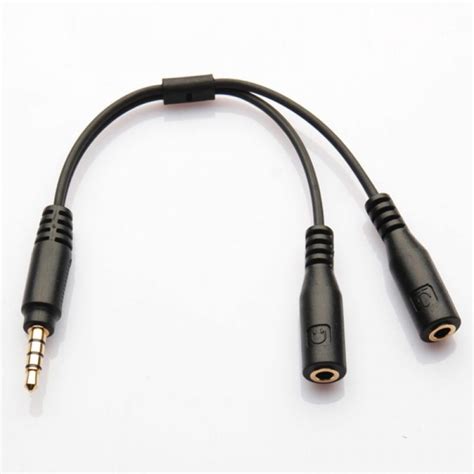 Headset Adapter Cable Ctia 35mm 4 Pole Trrs Male To 2 X 3 Pole Female