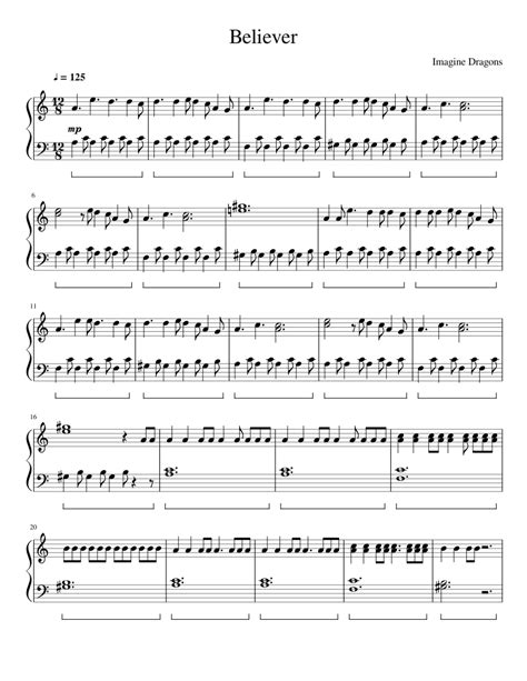 Believer By Imagine Dragons For Piano Sheet Music For Piano Download