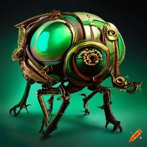 Detailed Green Steampunk Beetle On Craiyon