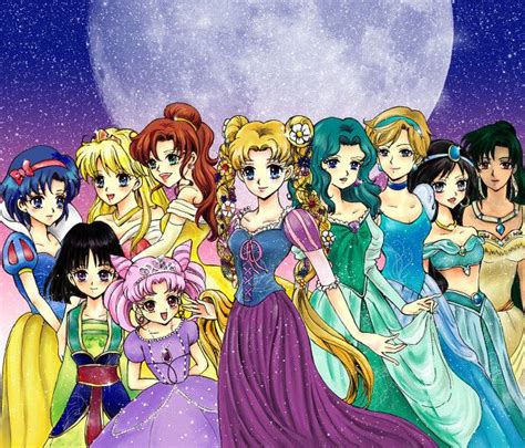 Sailor Scouts Dressed As Disney Princesses Sailor Moon Fan Art Sailor