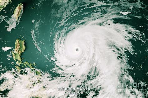 Typhoon Mawar 2023 Cloud Map Philippine Sea 3d Render Color Digital Art