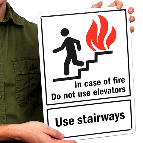 In Case Of Fire Do Not Use Elevators Sign With Graphic Sku S 1652