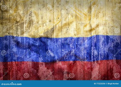 Grunge Style Of Colombia Flag On A Brick Wall Stock Photo Image Of