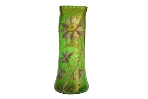 Art Nouveau Legras Glass Vase With Hand Painted Flowers