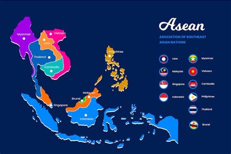 Free Vector Asean Map In Various Colors