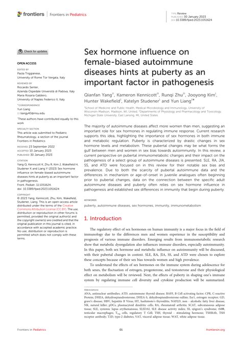 Pdf Sex Hormone Influence On Female Biased Autoimmune Diseases Hints
