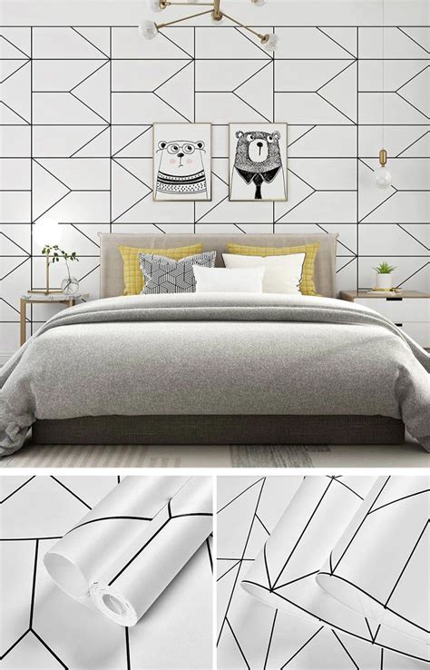 Minimalist Clean Lines Black And White Geometric Wallpaper For Modern Of