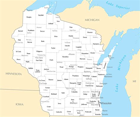 Detailed Map Of Wisconsin Cities
