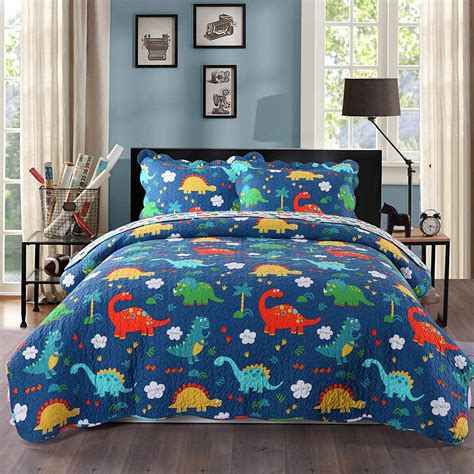 100 Cotton 3 Piece Kids Quilt Bedspread Comforter Set Throw Blanket