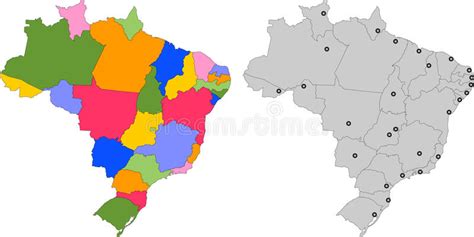 Mapa Del Brasil Con Las Ciudades Y Los Estados Ilustración Del Vector