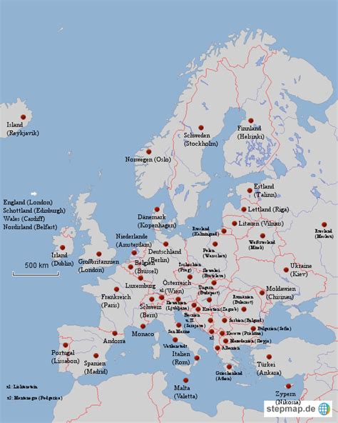 13 hauptstädte europas liste misterdbnbcom. Europakarte Mit Staaten Und Hauptstädten | My blog
