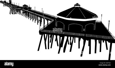 Huntington Beach Pier Black And White Cut Out Stock Images And Pictures