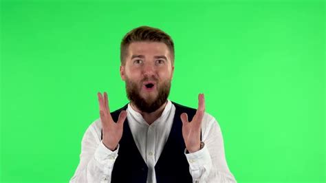 Surprised Man With Shocked Face Expression Green Screen Stock Footage