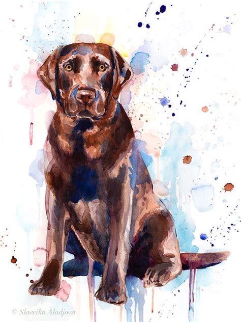 Chocolate Labrador Watercolor Painting Print By Slaveika Etsy In 2021