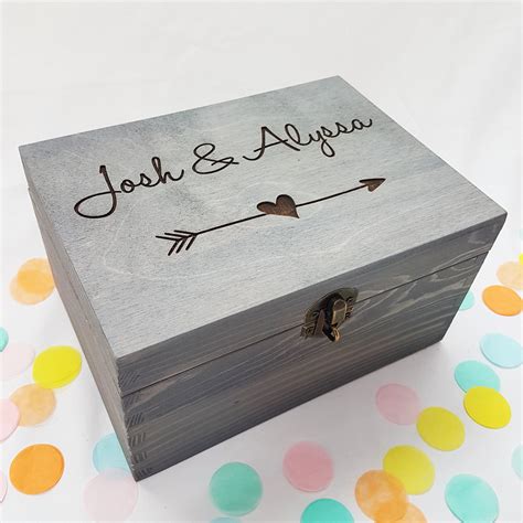 Custom Engraved Wedding Box I Bride Groom Couples T Wooden Memory