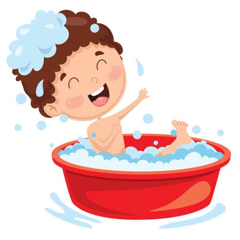 Cartoon Of A Boy Taking Bath Illustrations Royalty Free Vector