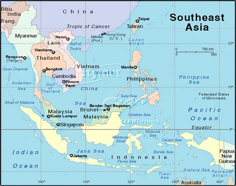 Satellite Views And Political Maps Of South East Asia