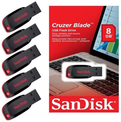 5 X Sandisk 8gb Cruzer Blade Usb 20 Flash Drive Memory Sdcz50 008g B35
