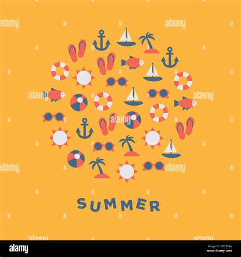 Summer Icon Set Flat Icons Stock Vector Image And Art Alamy