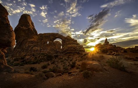 Wallpaper Sunset Utah Usa Arches National Park Images For Desktop