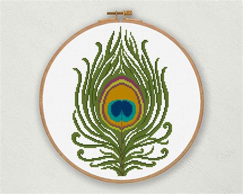 peacock feather cross stitch pattern peacock cross stitch etsy