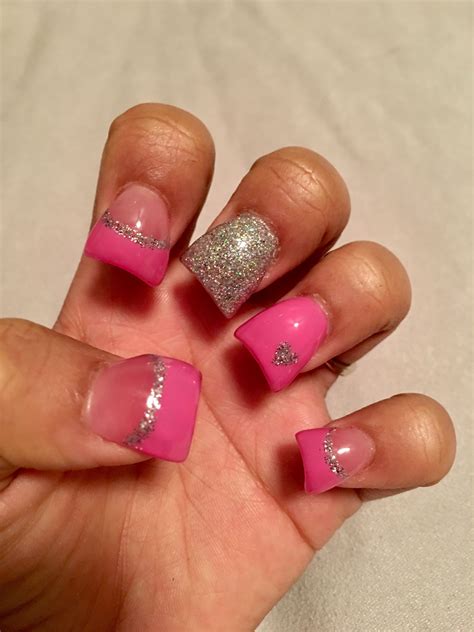 16 Pink Glitter Acrylic Nail Designs References Fsabd42