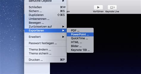 Keynote Am Mac Key Datei Als Powerpoint Pptx Datei Exportieren Mac
