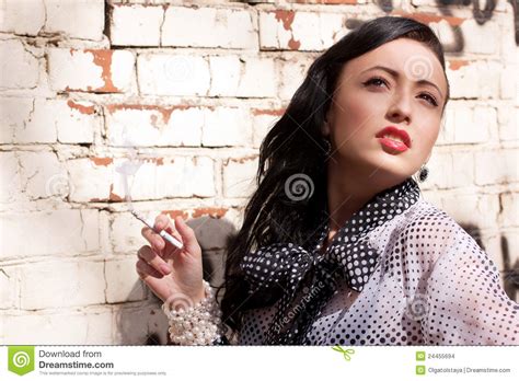 Beautiful Smoking Girl Stock Photo Image Of Looking