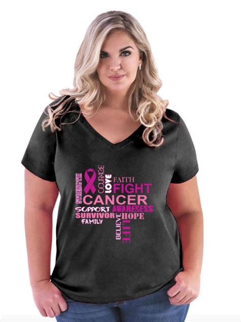 Iwpf Womens And Womens Plus Size Breast Cancer Awareness Curvy V Neck