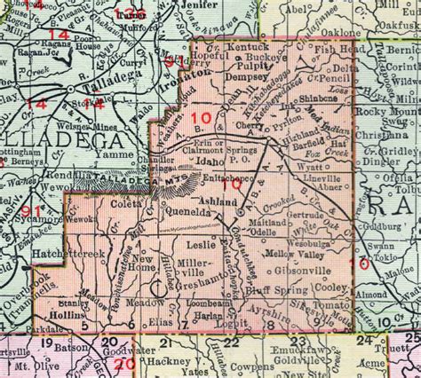 Clay County Alabama Map 1911 Ashland Lineville Hollins