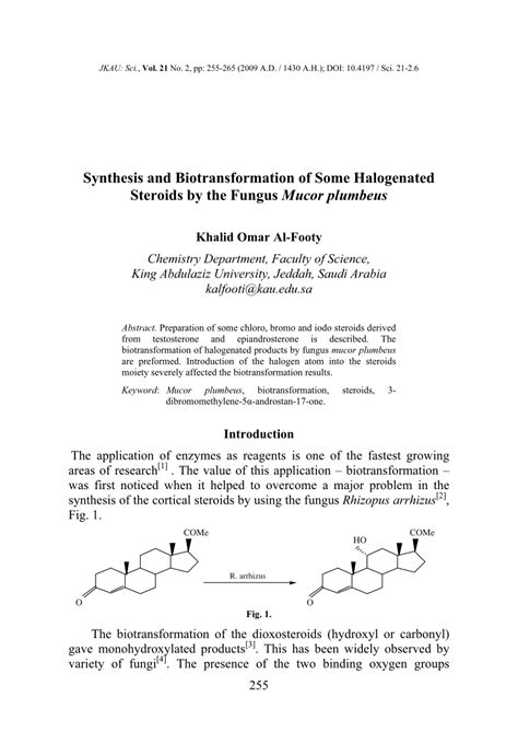 Pdf Synthesis And Biotransformation Of Some Halogenated Steroids By