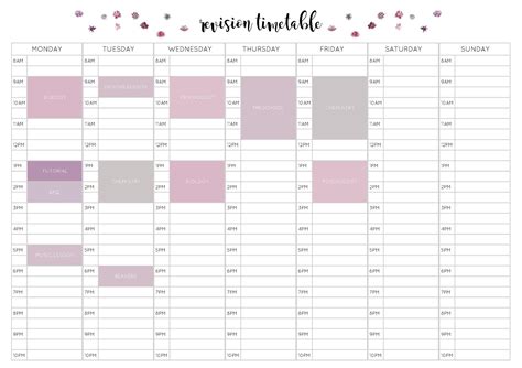 Free Revision Timetable Printable Emily Studies Revision Timetable