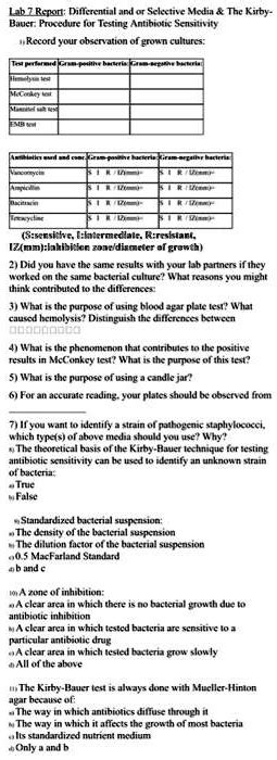 SOLVED Texts Microbiology Lab 7 Report Differential And Or Selective