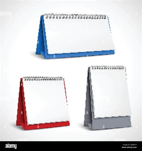Set Of Blank Table Spiral Calendars Of Various Size And Color On White
