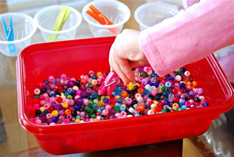 Fine Motor Skills Activity with Beads - Mess for Less