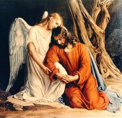 An Angel Kneeling Down Next To A Man
