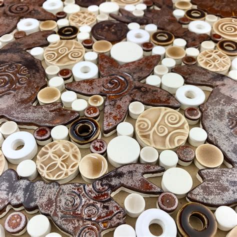 Coastal Copper Critters Copper Mochaand White Handmade Ceramic Tile