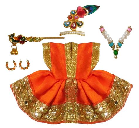 Saffron Dress And Accesories For 2 Inches Bal Gopal Idol Cloth Bal Gopal Lord Krishna
