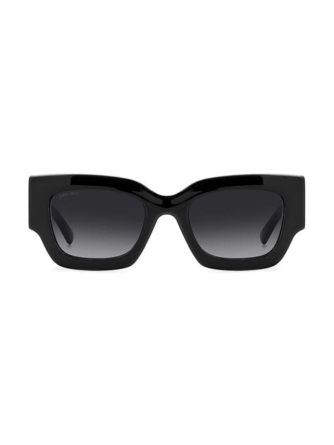 Jimmy Choo Nena 51mm Rectangular Sunglasses Black Grey Editorialist