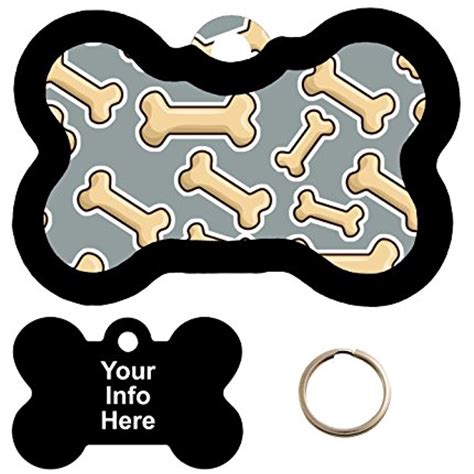 Customized Dog Bone Pattern Gray Pet Tag Bone Shape Dog Tag Dog