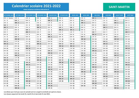 Vacances Scolaires 2022 Saint Martin Calendrier Scolaire 2021 2022 Et