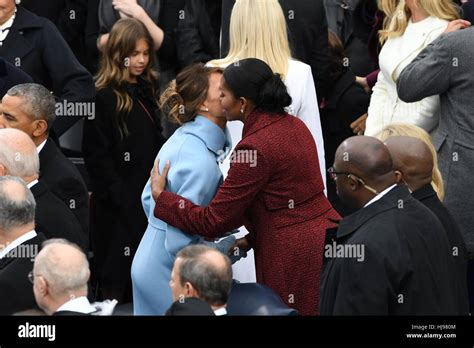 First Lady Melania Trump Embraces Former First Lady Michelle Obama