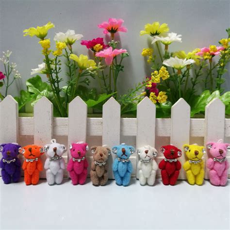100pcs lot wholesale 3 5cm mini joint bear teddy bear with diamond mini plush teddy bear mini