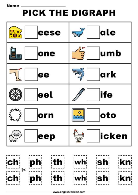 Worksheets Digraphs