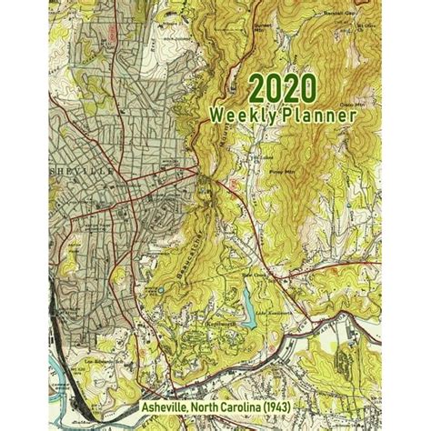 2020 Weekly Planner Asheville North Carolina 1943 Vintage Topo Map