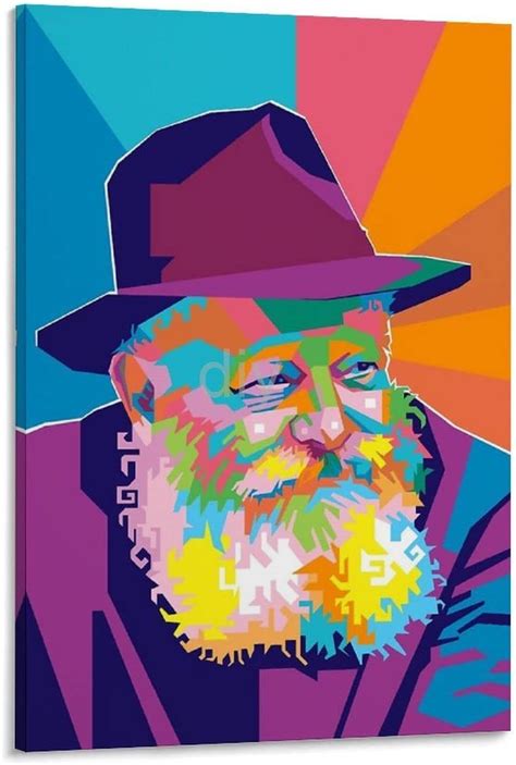 Jewish Portrait Poster Lubavitcher Rebbe Menachem Mendel