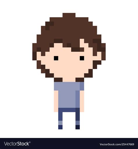 Boy Icon Pixel 8 Bit Style Royalty Free Vector Image