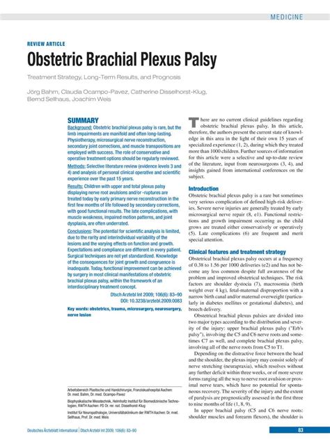 Obstetric Brachial Plexus Palsy 06022009