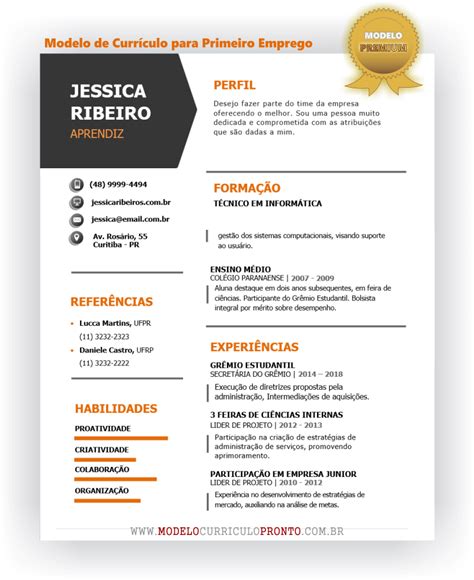 Carta De Apresentação Simples Pronta Primeiro Emprego