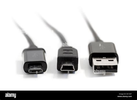 Closeup Of Three Usb Plugs Micro B Mini B Standard A Isolated On